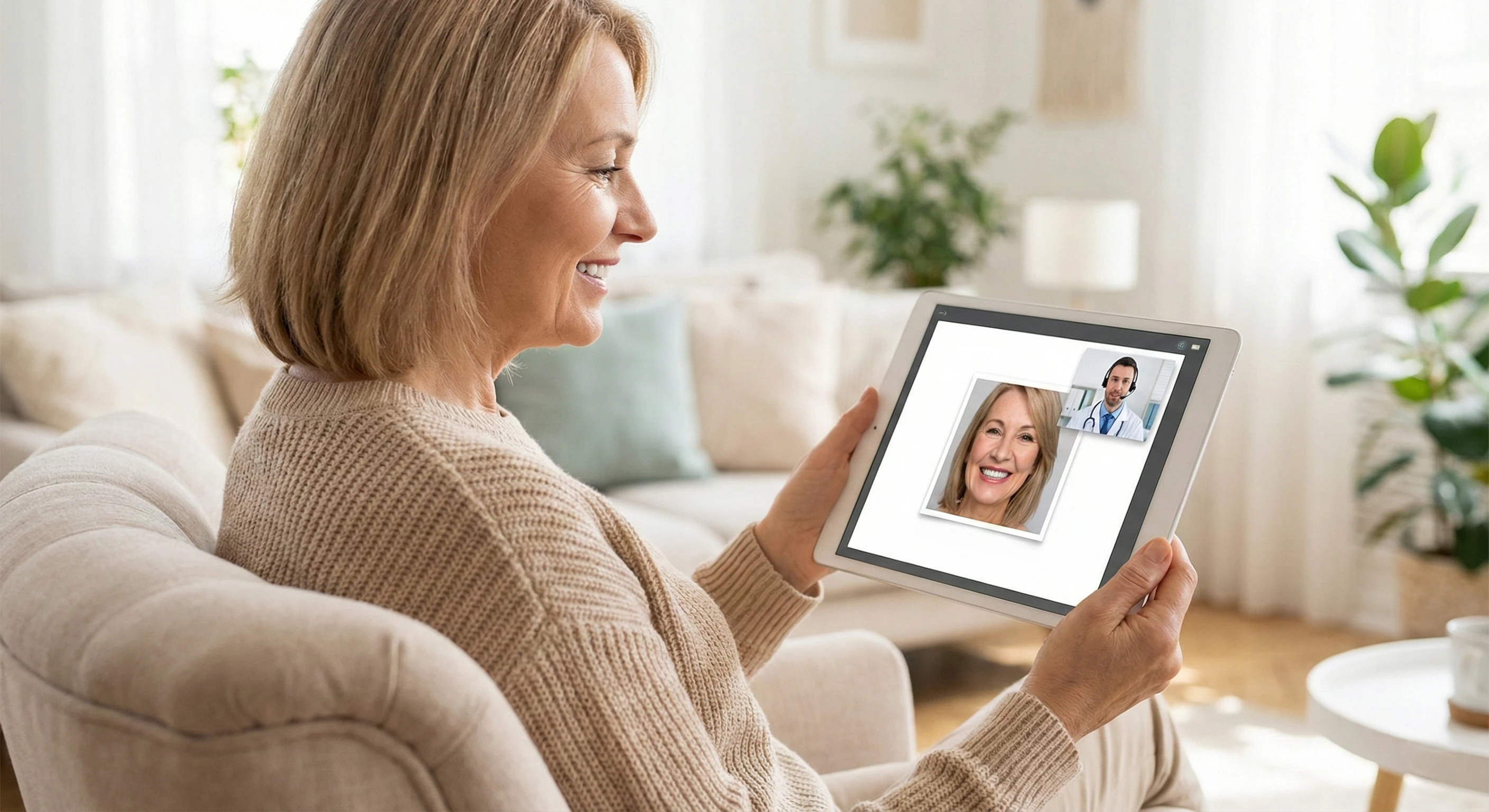 Virtual consultation with smile simulation on screen