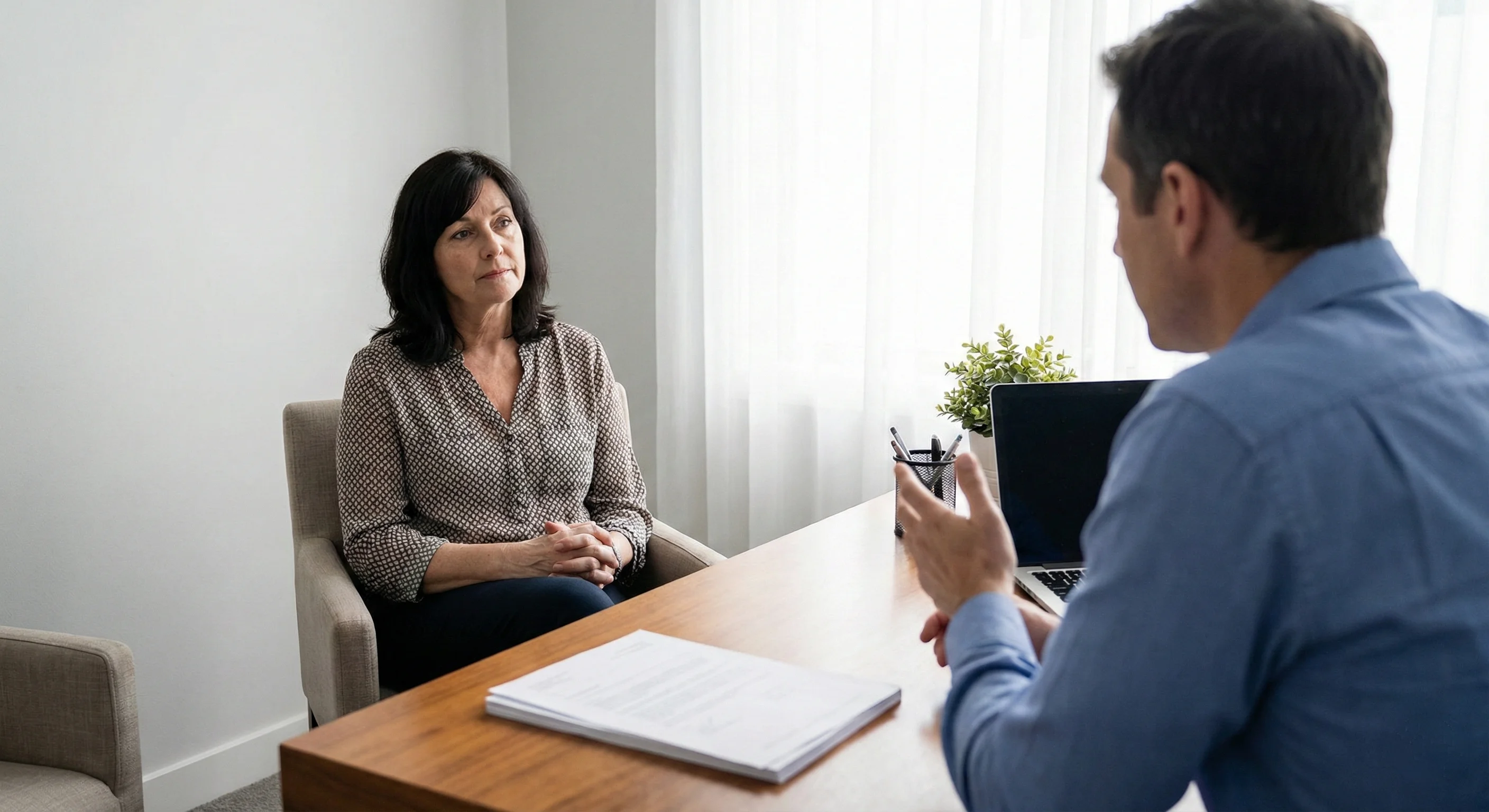 Uncertain patient during dental consultation